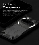 Nothing Phone (3a) Case | Fusion-X - Clear protective case showing the glowing glyph interface on a Nothing phone.