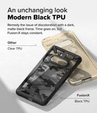 Nothing Phone (3a) Case | Fusion-X - A black Fusion-X phone case compared to a discolored clear case on a white background.