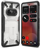 Nothing Phone (3a) Case | Fusion-X - Rugged black protective case on a white Nothing Phone (3a) showing front screen and back.