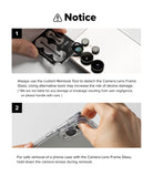 Nothing Phone (4a) Pro | Camera Glass (2P) - Instructions for using a removal tool on camera lenses and a phone case.