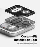 Nothing Phone (4a) Pro | Camera Glass (2P) - Installation tool aligning camera lens protectors onto a smartphone.