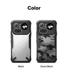 Nothing Phone (4a) Pro Case | Fusion-X - Two rugged phone cases shown in clear and camo black patterns with camera cutouts.
