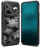 Nothing Phone (4a) Pro Case | Fusion-X - Rugged black phone case with a grey camo back and front screen view.