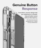 Nothing Phone (1) Case | Fusion-X - Close-up of a clear phone case highlighting the textured, responsive volume buttons.
