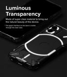Nothing Phone (1) Case | Fusion-X - Clear phone case showing the glowing glyph interface on the back of a Nothing Phone.