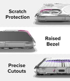 Nothing Phone (1) Case | Fusion-X - Three close-up views showing scratch protection, raised bezels, and precise port cutouts.