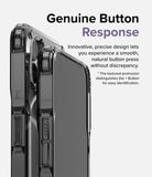 Nothing Phone (1) Case | Fusion-X - Close-up of a clear phone case highlighting textured, responsive side buttons.