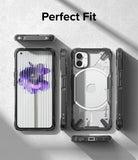 Nothing Phone (1) Case | Fusion-X - Multiple views of a rugged, transparent phone case on a Nothing Phone (1) device.