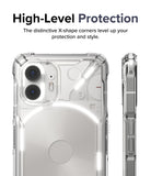 Nothing Phone (2) Case | Fusion-X - Clear protective phone case with reinforced X-shaped corners shown from back and side.