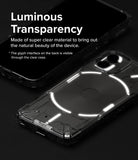 Nothing Phone (2) Case | Fusion-X - Clear phone case showing the glowing Glyph interface on the back of a Nothing Phone (2).