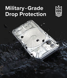 Nothing Phone (2) Case | Fusion-X - Clear phone case on dark, rocky debris with Military-Grade drop protection text.