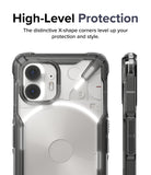 Nothing Phone (2) Case | Fusion-X - Clear protective case with reinforced X-shaped corners on a Nothing Phone (2).