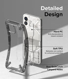 Nothing Phone (2) Case | Fusion-X - Exploded view of a clear phone case highlighting PC, TPU materials, and lanyard holes.