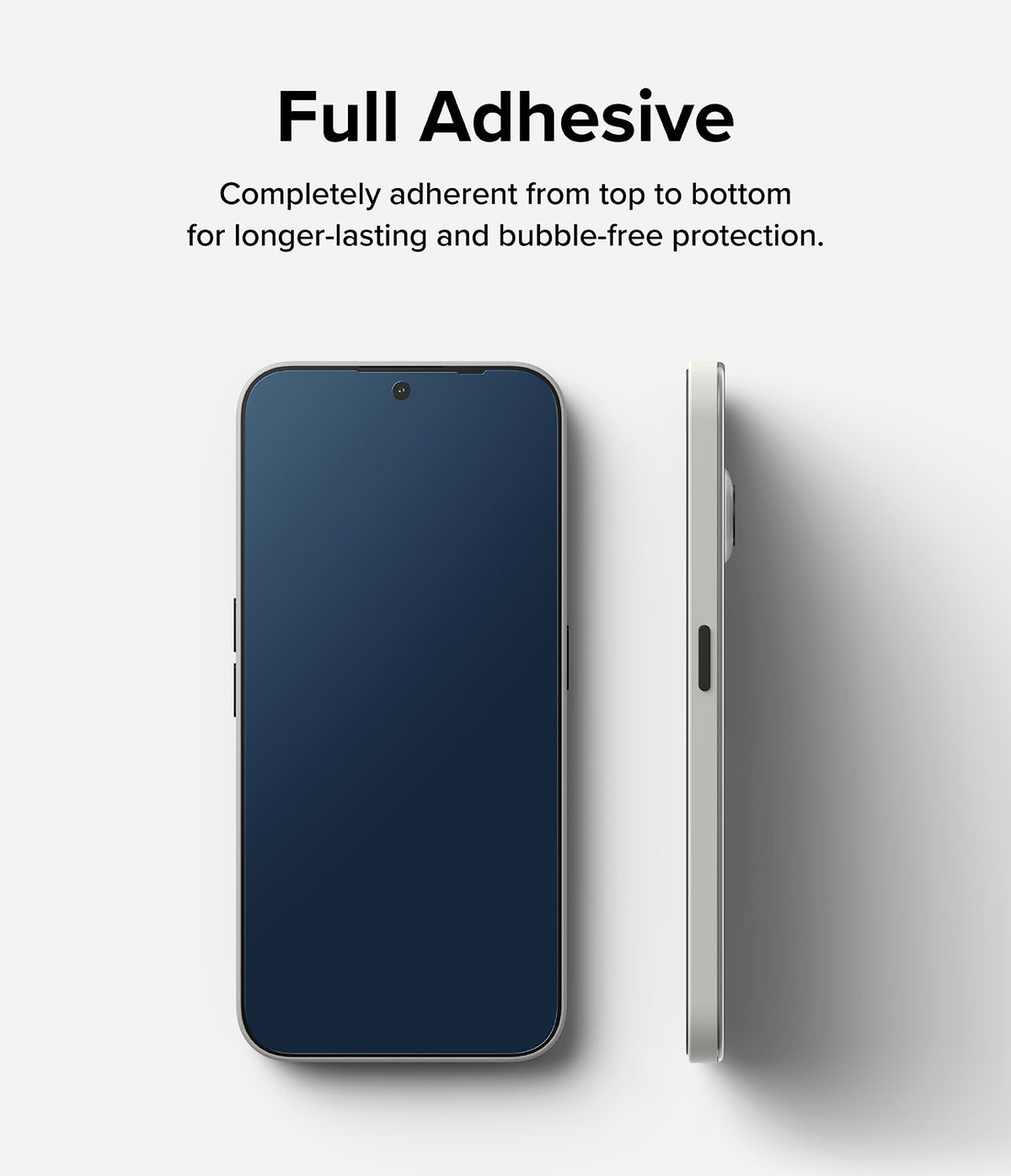 Nothing Phone (2a) / (2a) Plus Screen Protector | Glass - Nothing Phone (2a) / (2a) Plus Screen Protector - Front and side views of a smartphone with a full-adhesive glass screen.