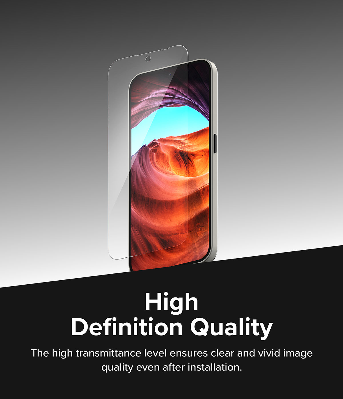 Nothing Phone (2a) / (2a) Plus Screen Protector | Glass - Transparent screen protector hovering above a smartphone.