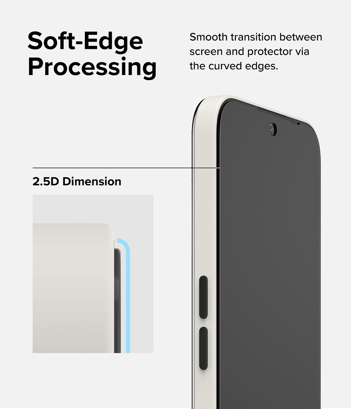 Nothing Phone (2a) / (2a) Plus Screen Protector | Glass - Nothing Phone (2a) / (2a) Plus Screen Protector - Close-up of a phone screen showing 2.5D curved edges and smooth fit.