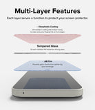 Nothing Phone (2a) / (2a) Plus Screen Protector | Glass - Nothing Phone (2a) / (2a) Plus Screen Protector - Exploded view showing oleophobic, tempered glass, and AB film layers.
