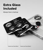 Nothing Phone (3) | Camera Glass - Two black protective lens frame glass sets for Nothing Phone (3) shown with a phone.