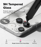 Nothing Phone (3) | Camera Glass - A utility knife blade touches a 9H tempered glass camera lens protector on a Nothing phone.