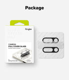Nothing Phone (3a) | Camera Glass - Ringke camera lens protector packaging and two black glass covers on a backing sheet.