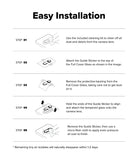 Nothing Phone (3a) | Camera Glass - Five-step illustrated guide showing how to clean, align, and apply a camera lens protector.