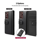 Galaxy Note 20 Ultra Case | Folio Signature+ - Comparison of black phone case alone versus case with attached wallet.