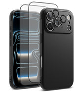 [Bundle] iPhone 17 Pro | Onyx Magnetic - Black iPhone case with magnetic rings and screen protector floating above.