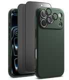 [Bundle] iPhone 17 Pro Max | Onyx Magnetic - Dark green phone case, screen protector, and lens rings for iPhone 17 Pro Max.
