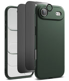 [Bundle] iPhone Air | Onyx Magnetic - Bundle: iPhone Air | Onyx Magnetic - Exploded view of a dark green phone case, screen protector, and camera lens ring.