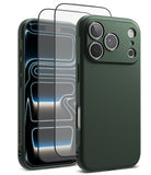 [Bundle] iPhone 17 Pro Max | Onyx Magnetic - iPhone 17 Pro Max | Onyx Magnetic - Dark green phone case with triple-lens camera and two glass screen protectors.