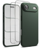 [Bundle] iPhone Air | Onyx Magnetic - Dark green phone case and two transparent screen protectors shown in a layered view.