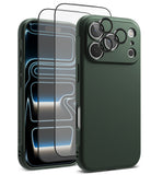 [Bundle] iPhone 17 Pro | Onyx Magnetic - iPhone 17 Pro | Onyx Magnetic - Dark green phone case, screen protector, and individual camera lens covers.