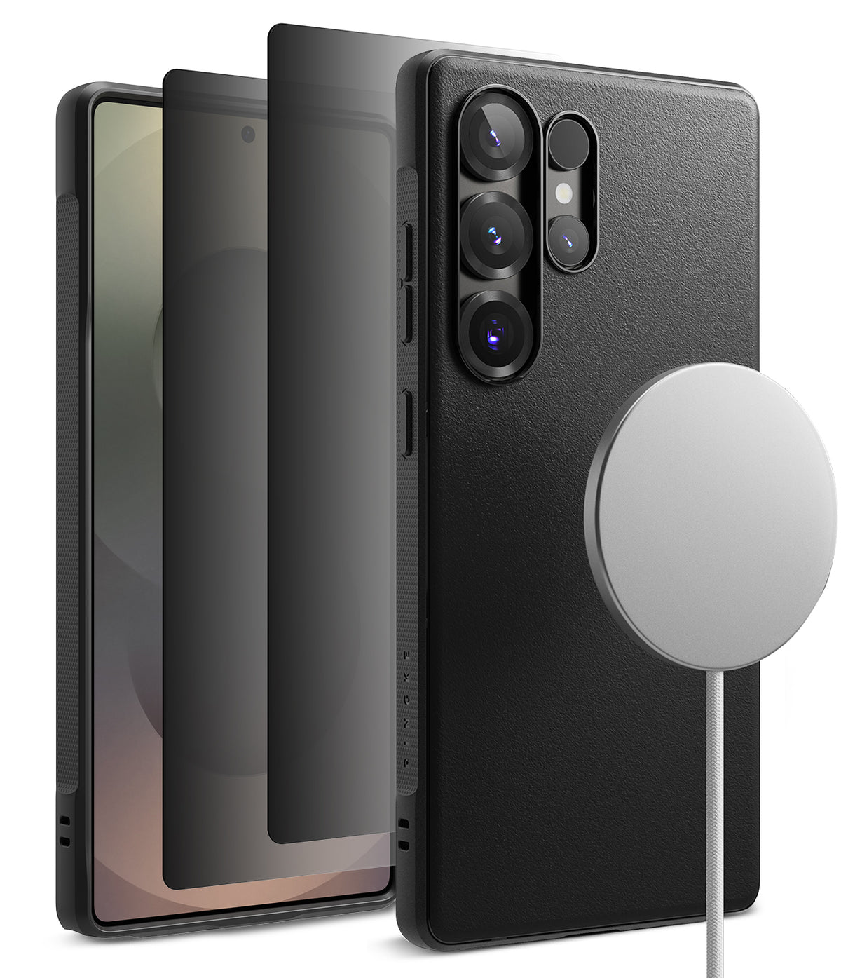 [Bundle] Galaxy S25 Ultra | Onyx Magnetic - Black Galaxy S25 Ultra case with magnetic charger and screen protector layers.
