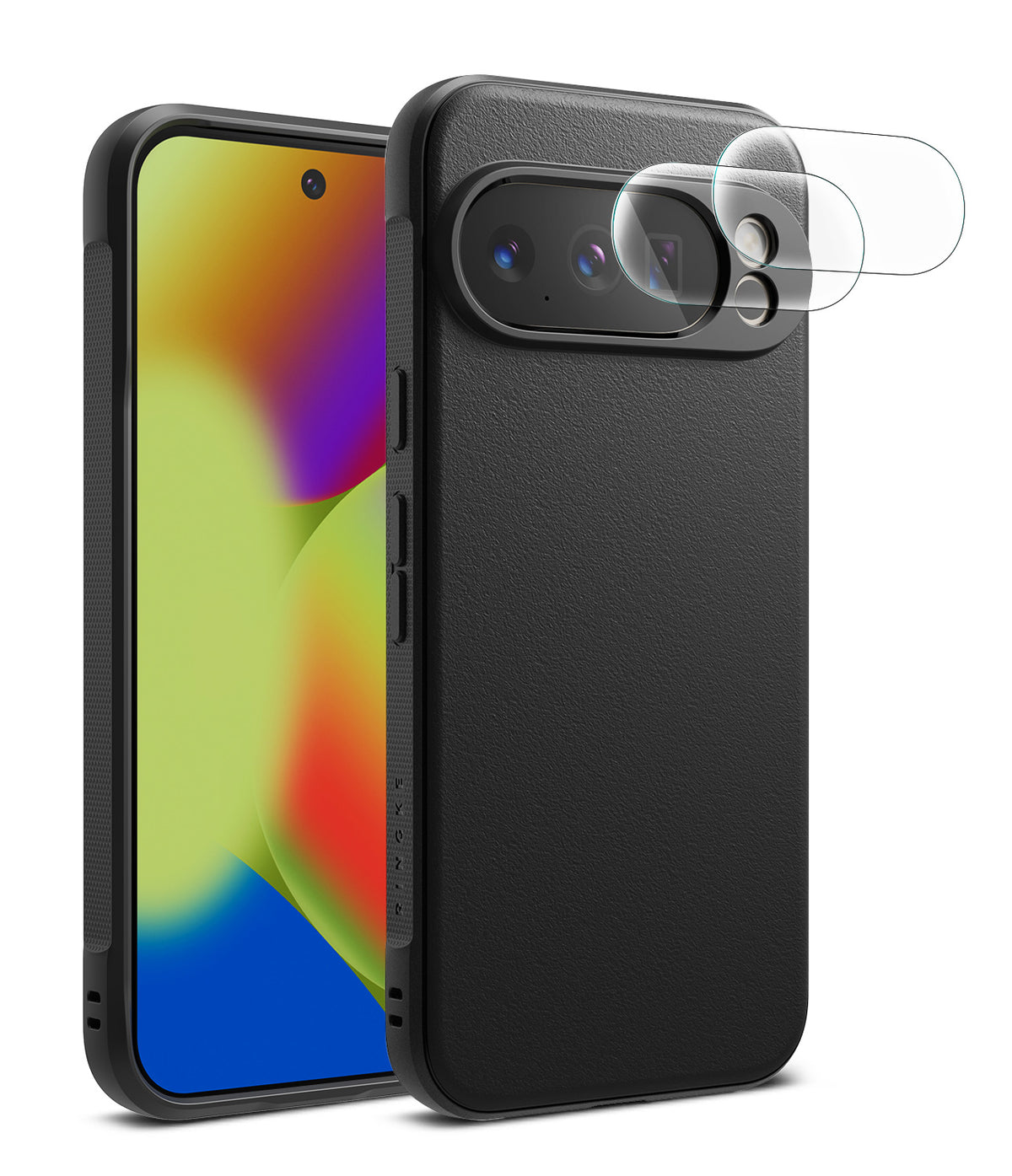 [Bundle] Google Pixel 10 Pro Case | Onyx - Google Pixel 10 Pro Case | Onyx - Black textured phone case with camera lens protectors floating above the rear camera bar.