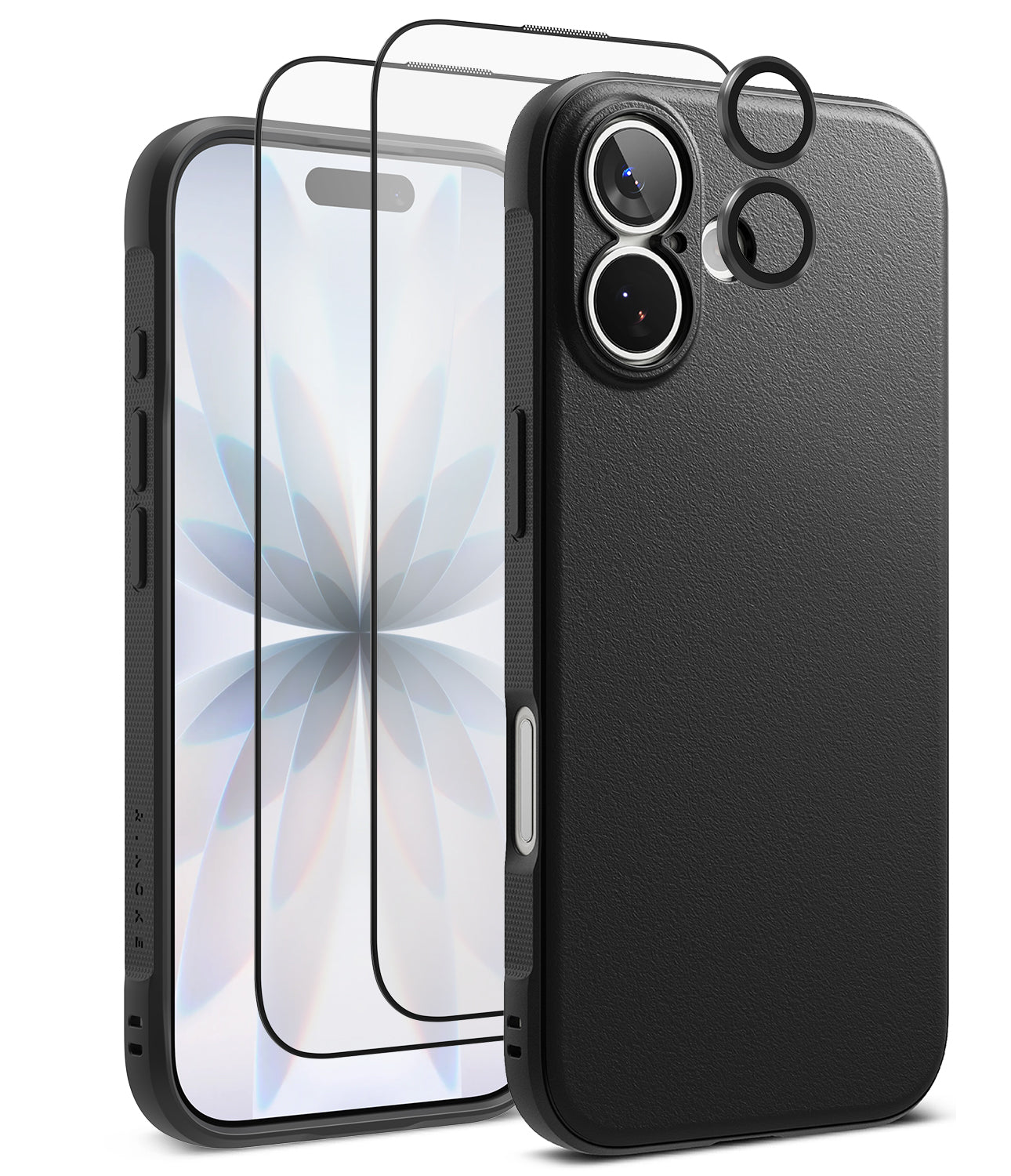 [Bundle] iPhone 17 | Onyx Magnetic - Black iPhone case with screen protector and lens covers floating in front.