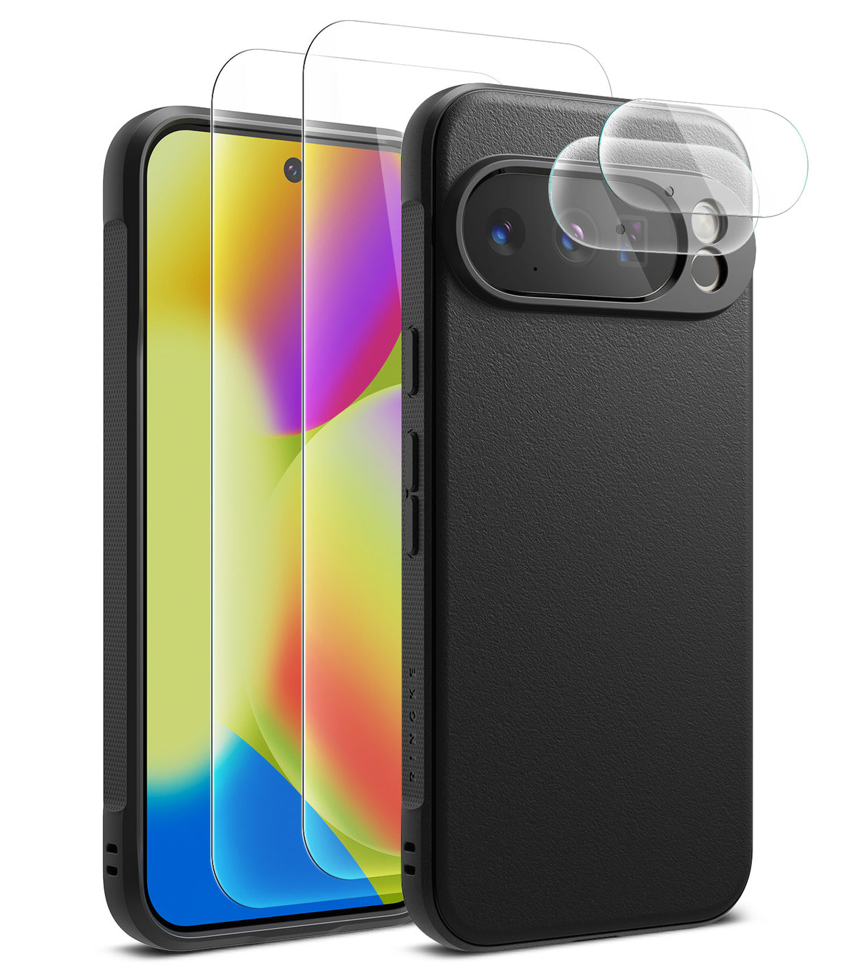 [Bundle] Google Pixel 10 Pro XL Case | Onyx - Google Pixel 10 Pro XL Case | Onyx - Black phone case with screen and camera lens protectors floating above.