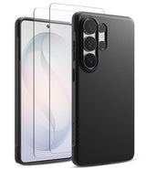 [Bundle] Galaxy S26 Ultra | Onyx - Black textured phone case and two clear screen protectors for Galaxy S26 Ultra.