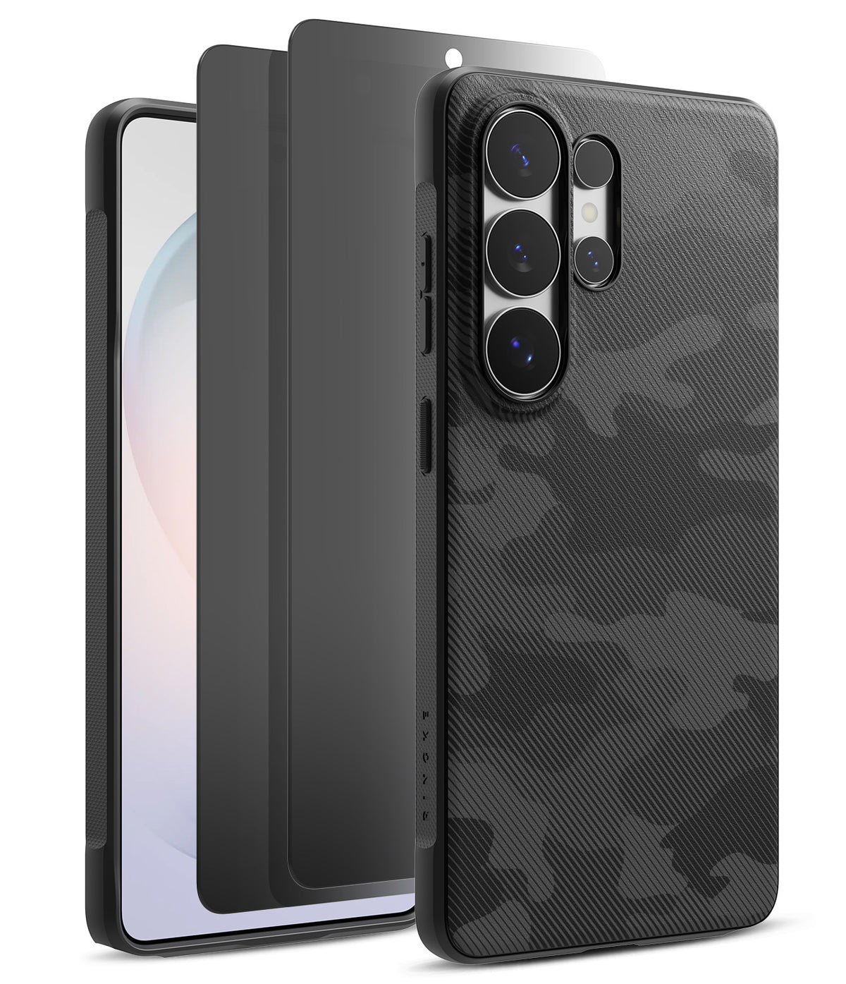 [Bundle] Galaxy S26 Ultra | Onyx - Galaxy S26 Ultra | Onyx - Black camo phone case with screen protector layers for Samsung Galaxy S26 Ultra.