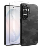 [Bundle] Galaxy S26 Ultra | Onyx - Galaxy S26 Ultra with a black camo case and two glass screen protectors.