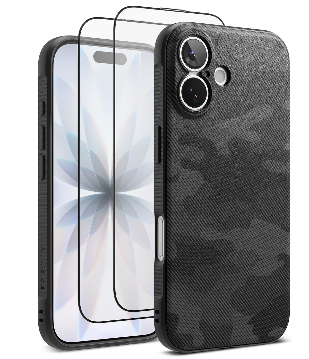 [Bundle] iPhone 17 | Onyx Magnetic - Black camo iPhone 17 case with magnetic ring and two glass screen protectors.