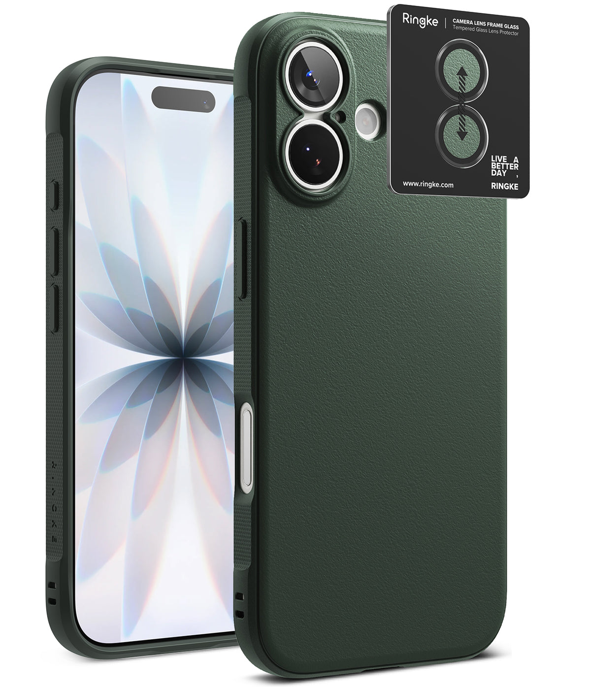 [Bundle] iPhone 17 | Onyx Magnetic - iPhone 17 | Onyx Magnetic - Dark green iPhone case with magnetic ring and matching tempered glass camera lens protector.