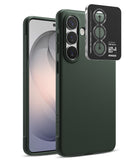 [Bundle] Galaxy S26 | Onyx - Galaxy S26 | Onyx - Dark green phone case and camera lens protector for Galaxy S26 on a white background.