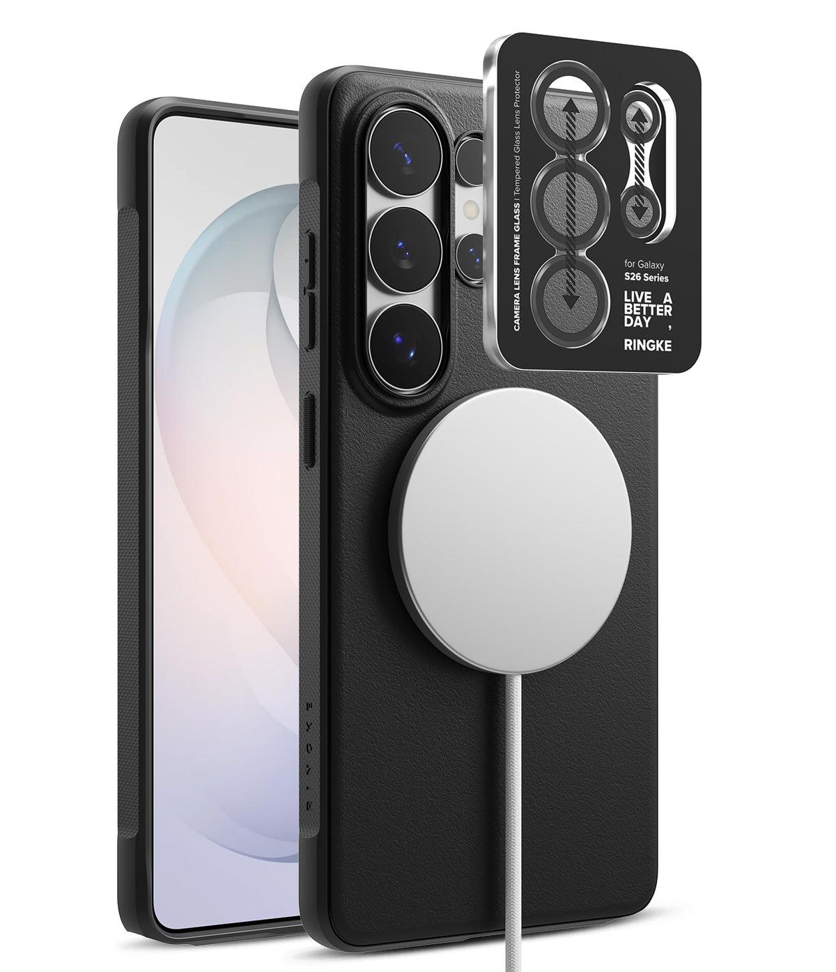 [Bundle] Galaxy S26 Ultra | Onyx Magnetic - Galaxy S26 Ultra | Onyx Magnetic - Black phone case with magnetic charger and camera lens protector packaging.