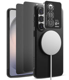 [Bundle] Galaxy S26 | Onyx Magnetic - Black phone case with magnetic charger, camera lens protector, and screen film.