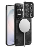[Bundle] Galaxy S26 Ultra | Onyx Magnetic - Galaxy S26 Ultra | Onyx Magnetic - Black camo phone case with magnetic ring and camera lens protector on a white background.