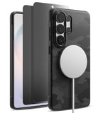 [Bundle] Galaxy S26 Ultra | Onyx Magnetic - Galaxy S26 Ultra | Onyx Magnetic - Black camo phone case with magnetic charger and screen protector layers.