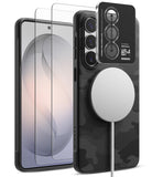 [Bundle] Galaxy S26 | Onyx Magnetic - Black camo phone case with magnetic charger, camera lens protector, and screen glass.