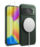 [Bundle] Google Pixel 10 Case | Onyx Magnetic - Dark green magnetic phone case with a white charger and screen protector.