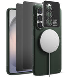 [Bundle] Galaxy S26 | Onyx Magnetic - Green phone case with magnetic charger, screen protectors, and camera lens cover.