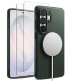[Bundle] Galaxy S26 Ultra | Onyx Magnetic - Galaxy S26 Ultra | Onyx Magnetic - Dark green phone case with magnetic charger and two screen protectors.